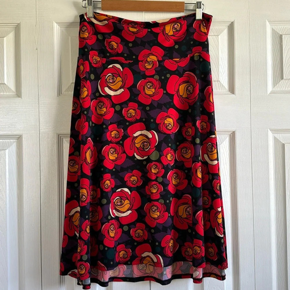 LuLaRoe | Red Rose | Midi Skirt | size L - Picture 1 of 4